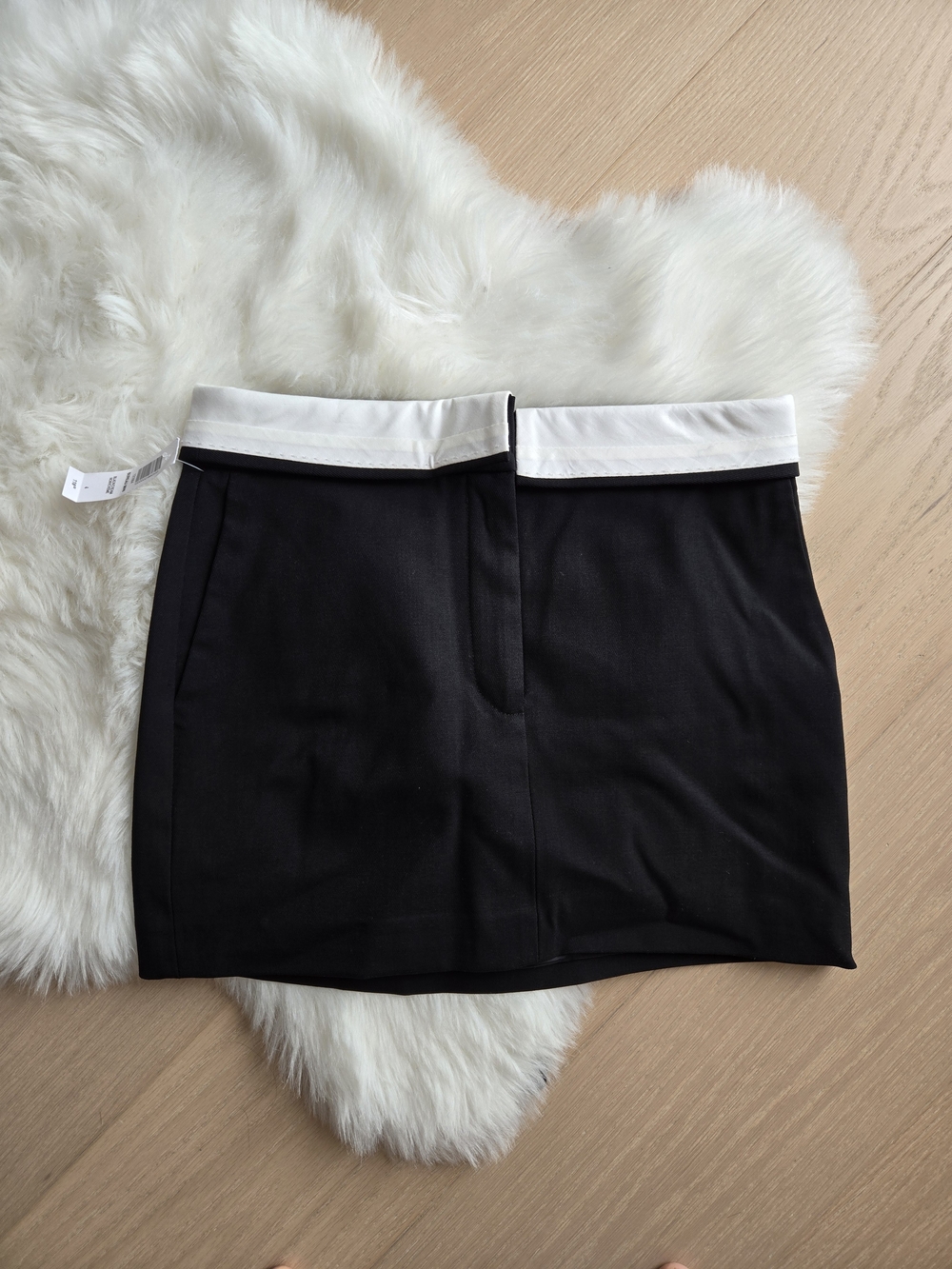 Babaton Aritzia Black Mini Skirt with White Waistband